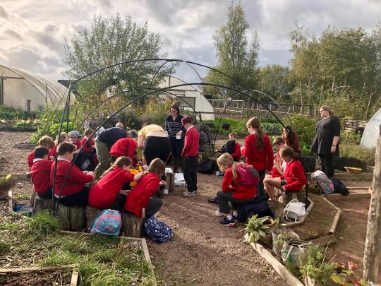 Children in a kitchen garden