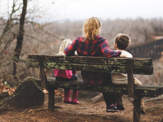 Family on bench